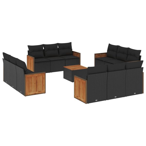 vidaXL Garden Sofa Set Black