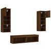 vidaXL TV Wall Unit Set of 6 Brown Oak Engineered Wood, Glass Large