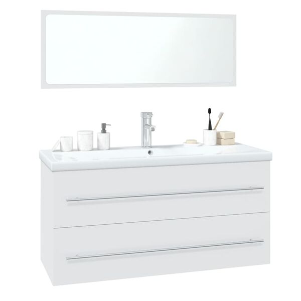 vidaXL Bathroom Furniture Set White Engineered wood and ceramic 39.4 in