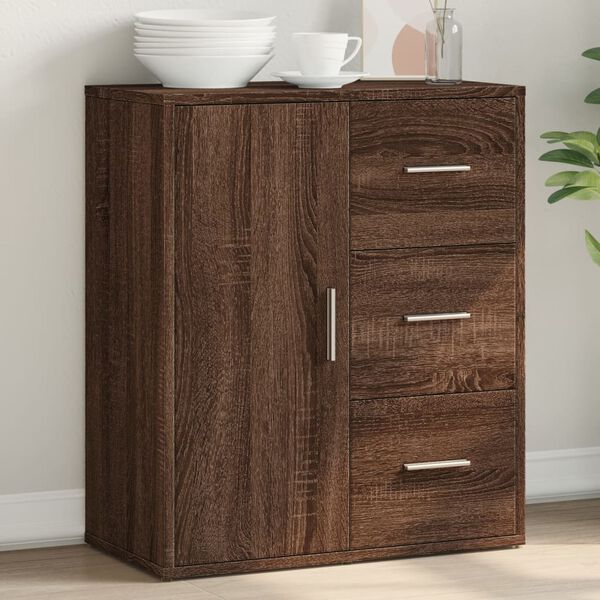 vidaXL Sideboard Brown Oak Engineered Wood Medium Sideboard