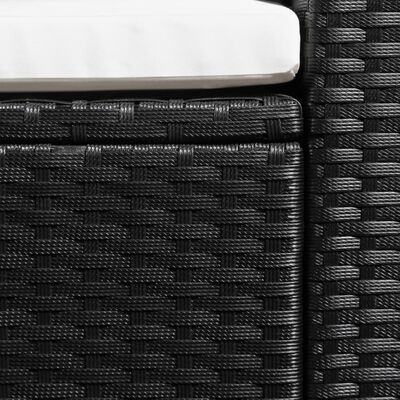 vidaXL 3 Seater Patio Sofa Black Poly Rattan with White Cushions