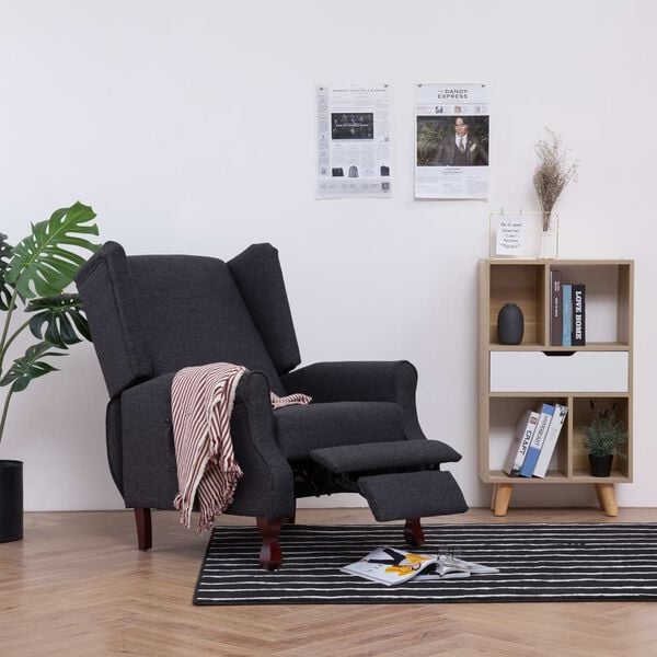 vidaXL Armchairs Dark gray Polyester, Wooden frame Medium
