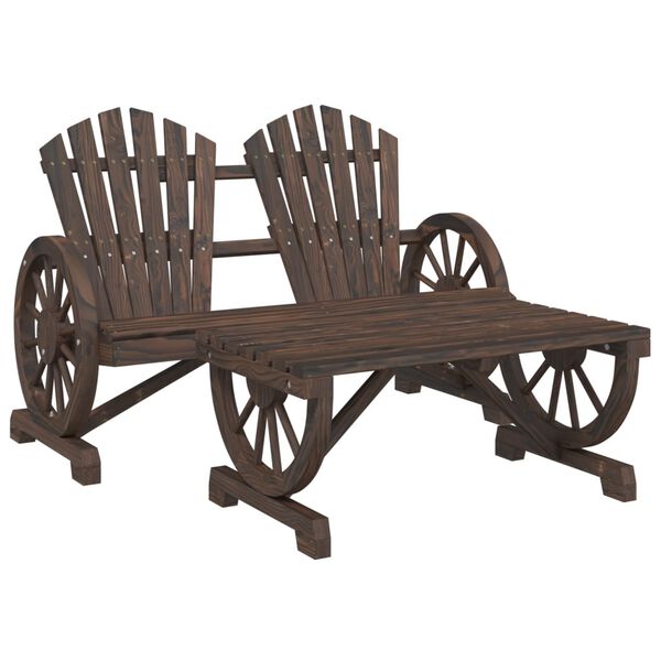 vidaXL Garden Lounge Set Burnt look wood Solid fir wood Large Ergonomic