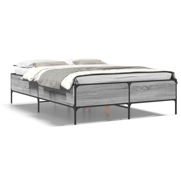 vidaXL Bed Frame without Mattress Grey Sonoma 140 x 78.7 "