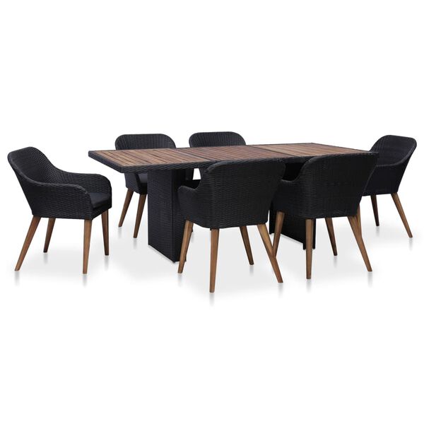 vidaXL Outdoor Dining Set Black and Dark Grey