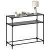 vidaXL Console Table Black Tempered Glass, Stainless Steel Medium Simple