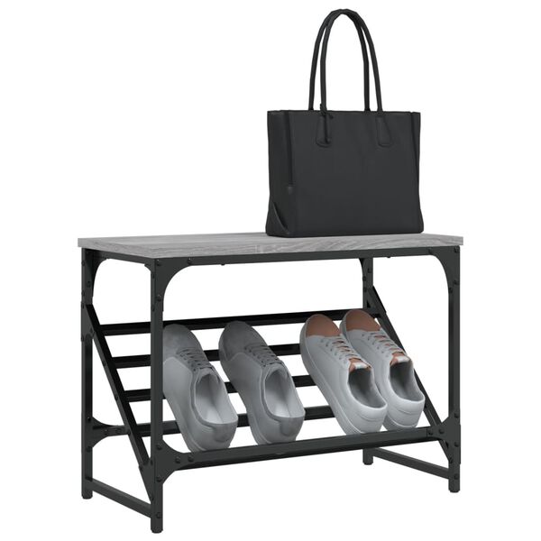 vidaXL Shoe Rack Grey Sonoma Engineered wood, powder-coated steel