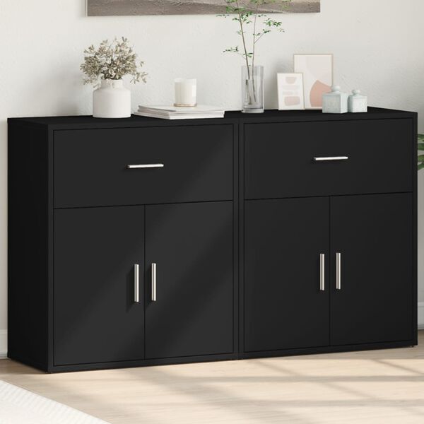 vidaXL Sideboard Black Engineered Wood Medium Sideboard Rectangular