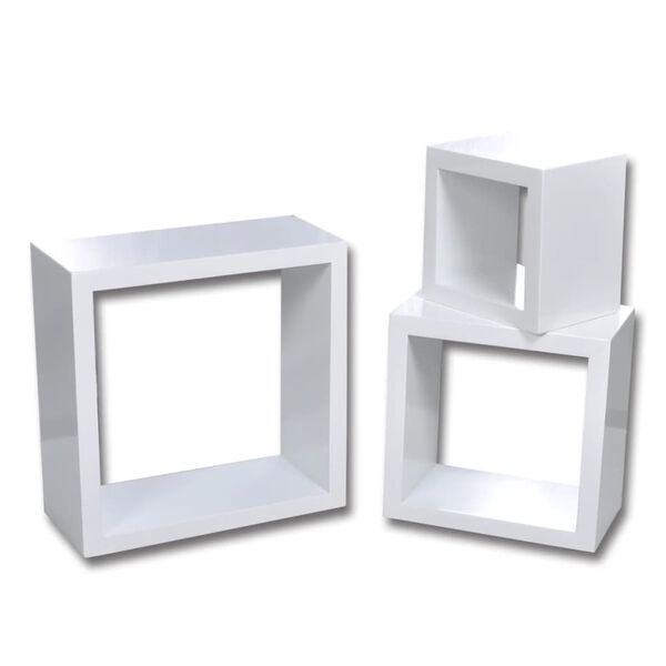 vidaXL Shelf White MDF Small Wall mounting Cube Shelf Square Retro