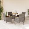 vidaXL 5 Piece Patio Dining Set with Cushions Grey Poly Rattan and Acacia