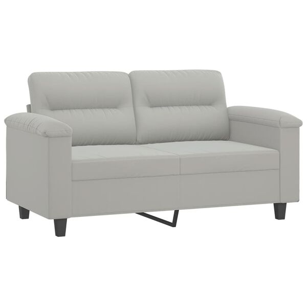 vidaXL 3 Piece Sofa Set with Pillows Light Gray Microfiber Fabric