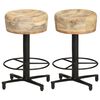 vidaXL Bar Stool Set of 2 Natural Mango Wood, Black Iron