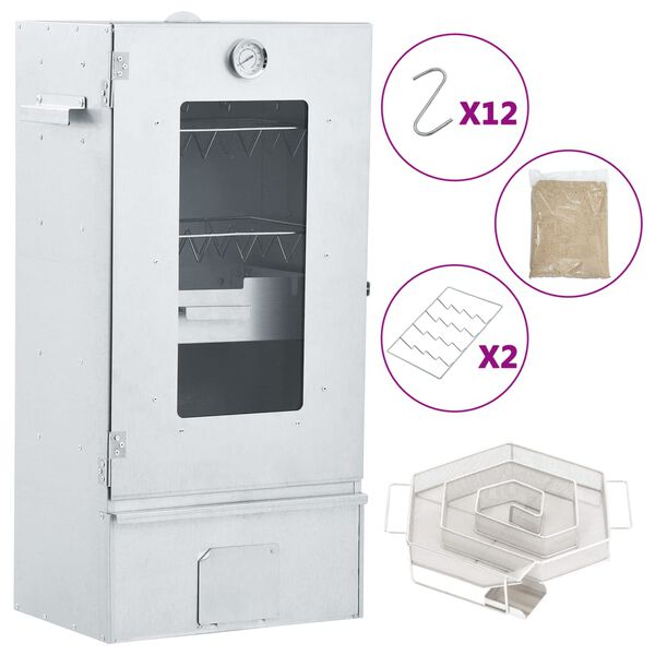 vidaXL BBQ Oven Smoker with Cold Smoke Generator Galvanised Steel