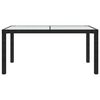 vidaXL Garden Table Black Tempered Glass, Poly Rattan, Powder-Coated Steel