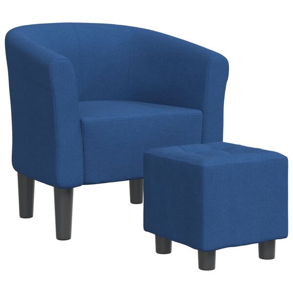 vidaXL Tub Chair Blue Fabric (100% polyester), pinewood, plywood, plastic