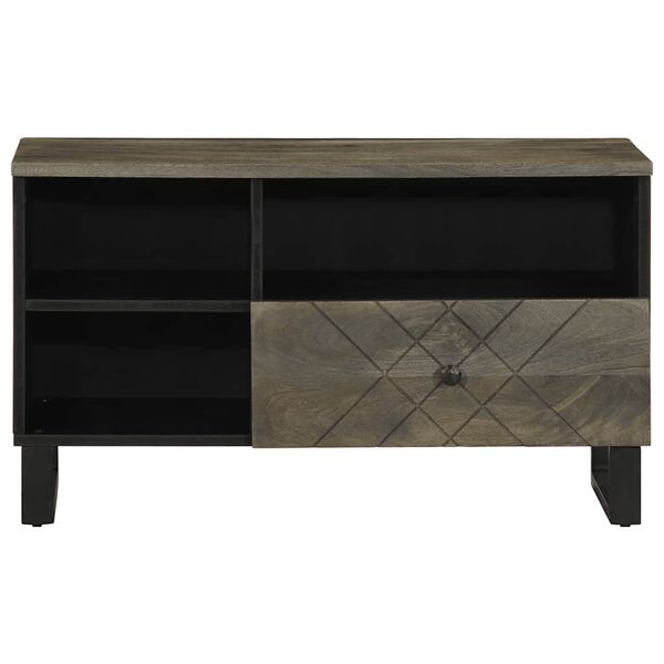 vidaXL TV Cabinet Black Solid Mango Wood Medium TV Cabinet Rectangular