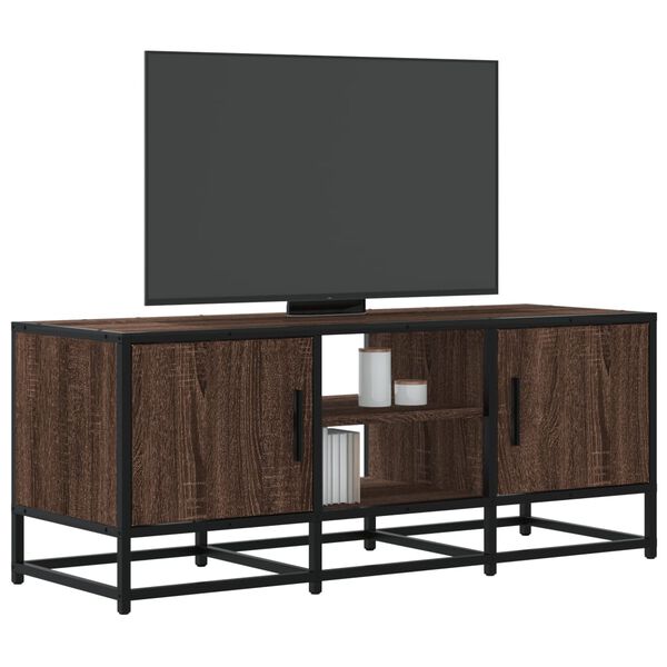 vidaXL TV Cabinet Brown Oak Engineered Wood, Metal Medium TV Cabinet