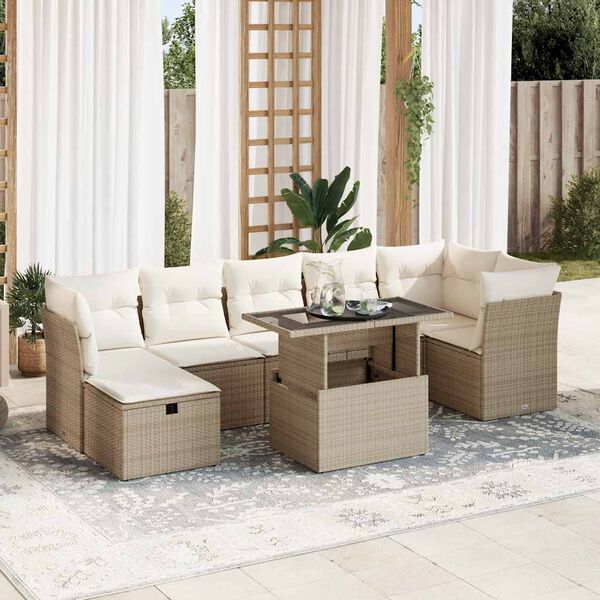 vidaXL Garden Sofa Set Beige, Cream White
