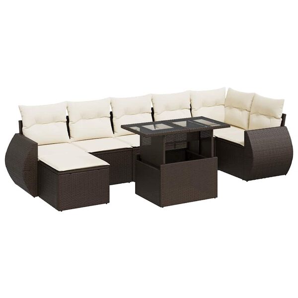 vidaXL Garden Sofa Set Brown