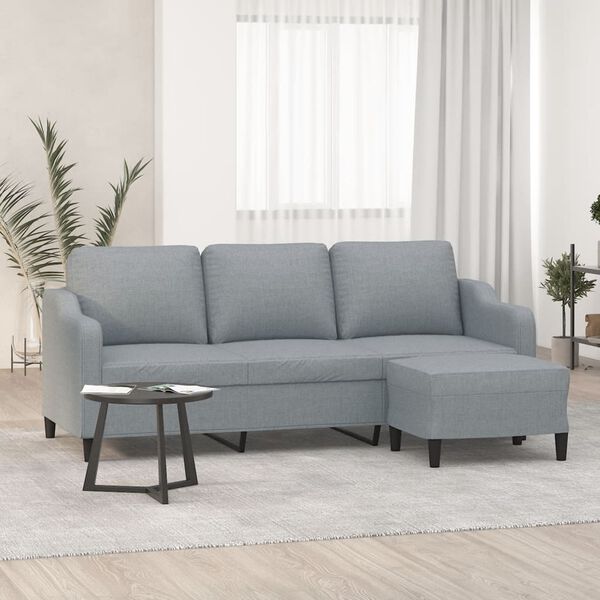 vidaXL 3-seater Sofa With Footstool Light grey