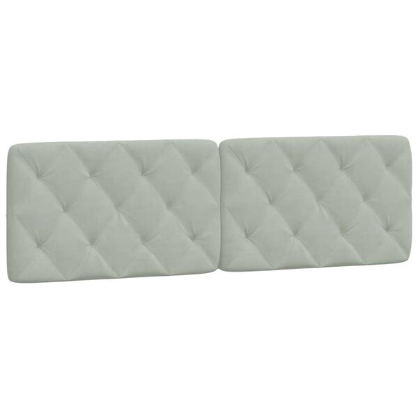 vidaXL Headboard Cushion Light Grey Velvet 59.8 in Removable Covers