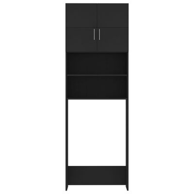 vidaXL Washing Machine Cabinet Black 25.2"x10"x74.8" Chipboard
