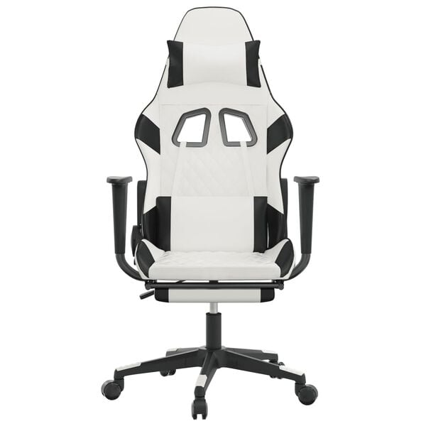 vidaXL Gaming Chair White and Black Faux leather, metal, plywood, foam