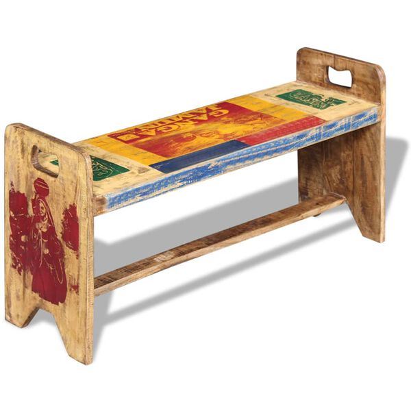 vidaXL Bench Multicolor Solid reclaimed wood 39.4x11.8x19.7 in Durable