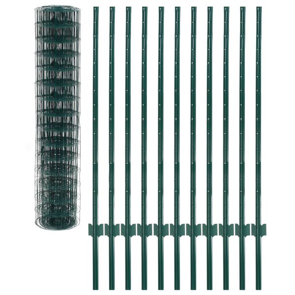 vidaXL Euro Fence Steel 65.6x3.9' Green
