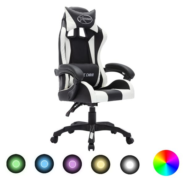 vidaXL Racing Chair White and Black