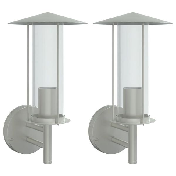 vidaXL Outdoor Wall Light Set of 2 Silver