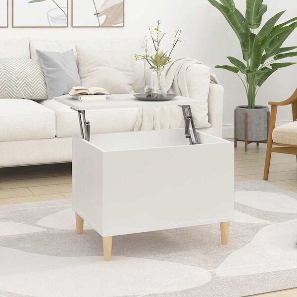 vidaXL Coffee Table White Engineered wood, solid eucalyptus wood Compact