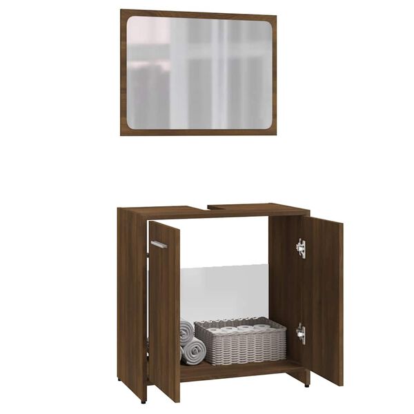 vidaXL Bathroom Furniture Set Brown Oak Engineered wood Standard