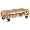 vidaXL Coffee Table with Wheels Solid Wood Mango 43.3"x19.7"x14.6"