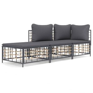 vidaXL Garden Lounge Set Anthracite Poly rattan Medium Modular