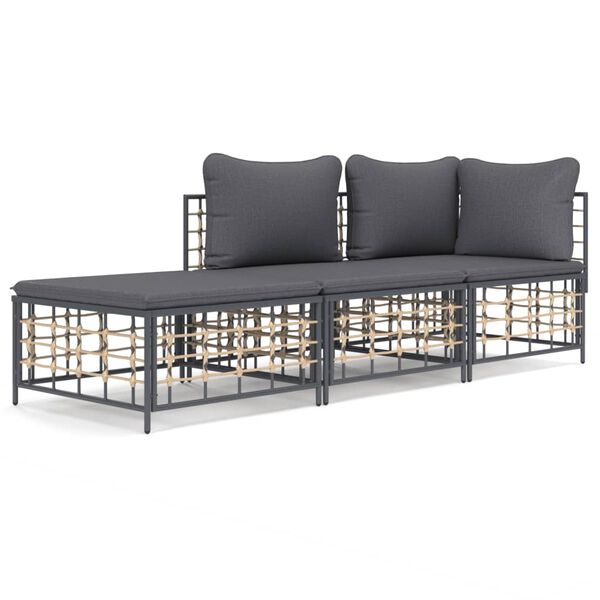 vidaXL Garden Lounge Set Anthracite Poly rattan Medium Modular