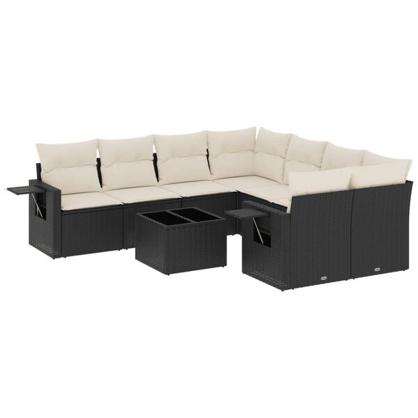 vidaXL Garden Sofa Set Black, Cream white