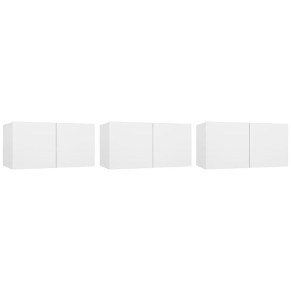 vidaXL TV Cabinet Set of 3 White Engineered wood Medium Wall mounting