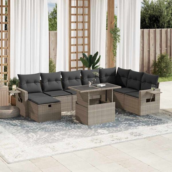 vidaXL Garden Sofa Set Light Grey, Dark Grey PE Rattan Standard