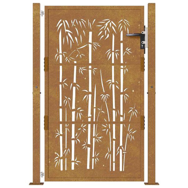 vidaXL Garden Gate 39.4x59.1" Corten Steel Bamboo Design