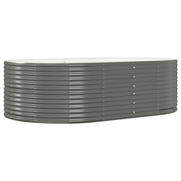 vidaXL Garden Raised Bed Grey Powder-coated steel Large Durable