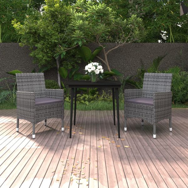 vidaXL Garden Dining Set Grey PE rattan 9.8 square in Seats Many