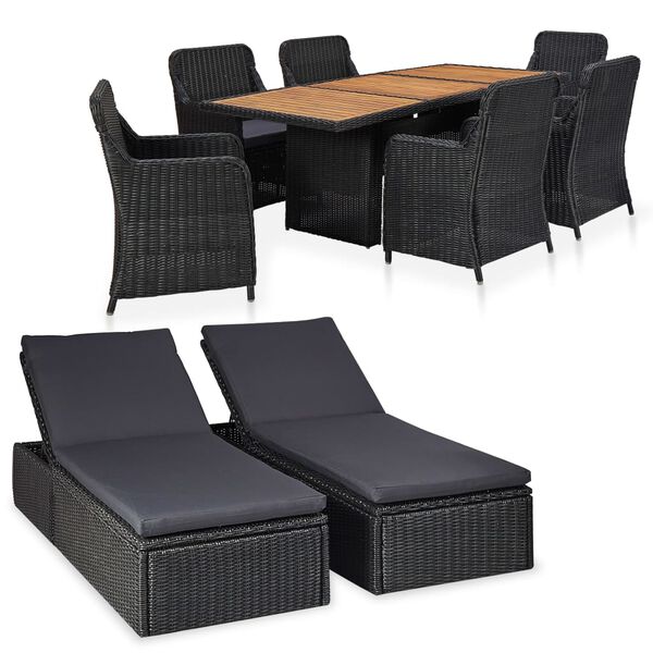 vidaXL Outdoor Dining Set Black and dark grey