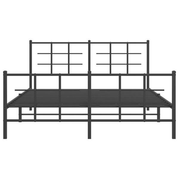 vidaXL Bed Frame Black Powder-Coated Steel King Size Bed Frame