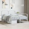 vidaXL Bed Frame White Powder-Coated Steel 55.1 x 74.8 in Bed Frame