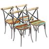 vidaXL Dining Chair Set of 4 Multicolor Reclaimed wood with steel frame