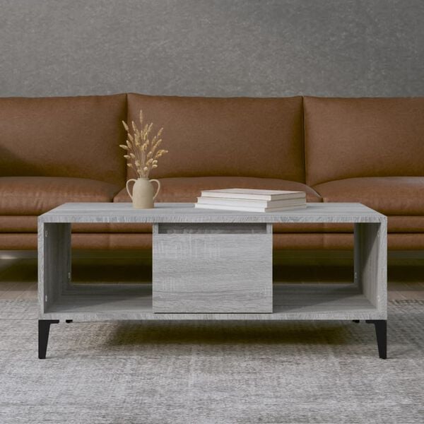 vidaXL Coffee Table Grey sonoma Engineered wood, Metal Medium