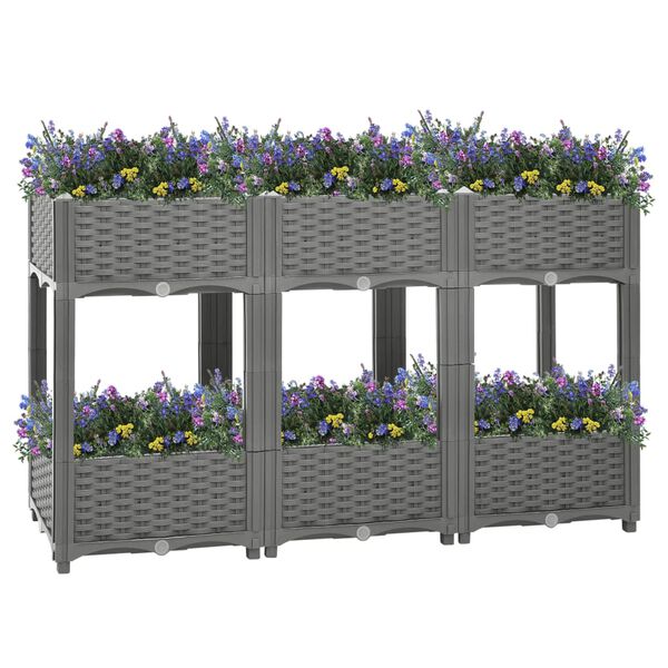 vidaXL Raised Bed Light Grey Polypropylene 47.2x15.7x28.0 in Durable