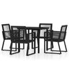vidaXL Dining Set Black PVC rattan, powder-coated steel, glass Standard