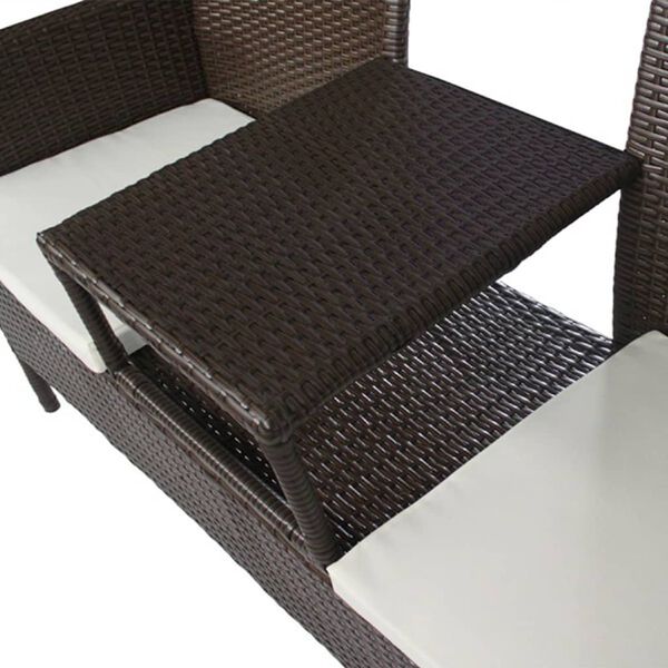 vidaXL Garden Bench Brown PE rattan Large Removable Covers